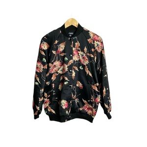 Chaps Floral Satin Bomber Jacket‎ Size Large